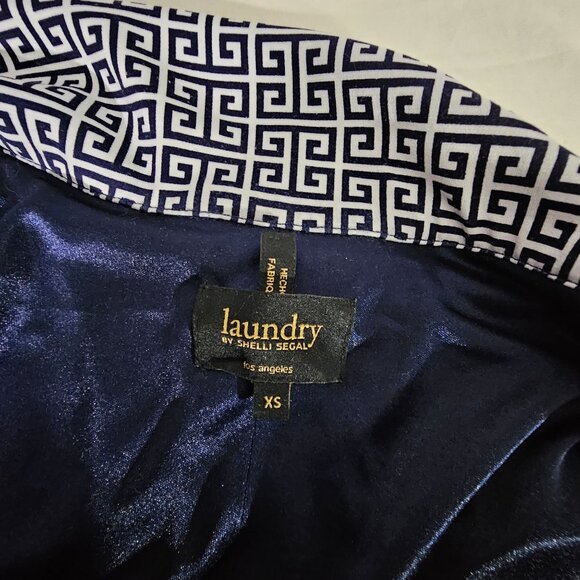 Laundry By Shelli Segal XS Geometric Wrap Dress Navy White 3/4 Sleeve - Picture 6 of 8